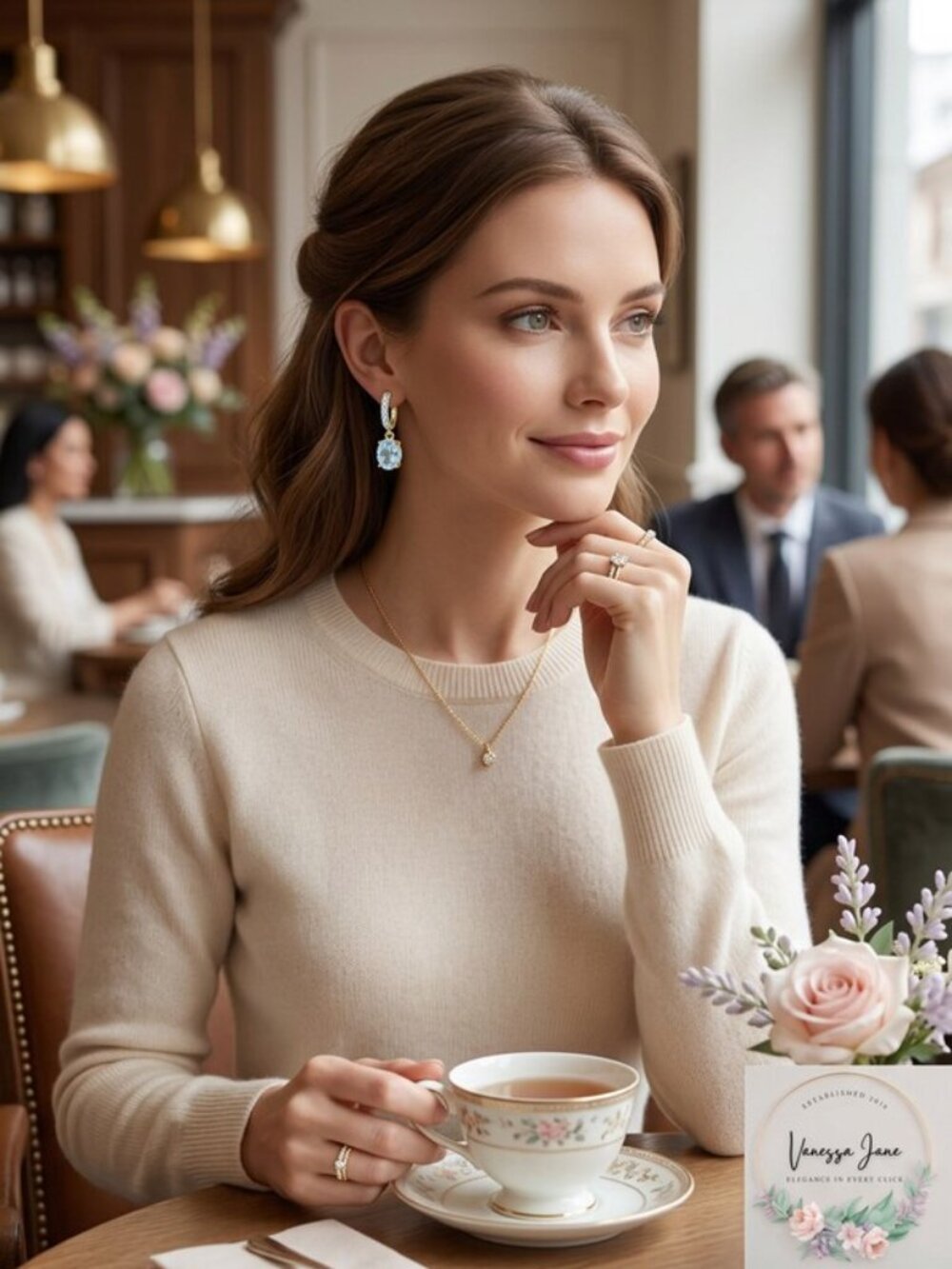 Rh Macy Sapphire and Diamond Accent Drop Earrings in 18k Gold-Plated Sterling